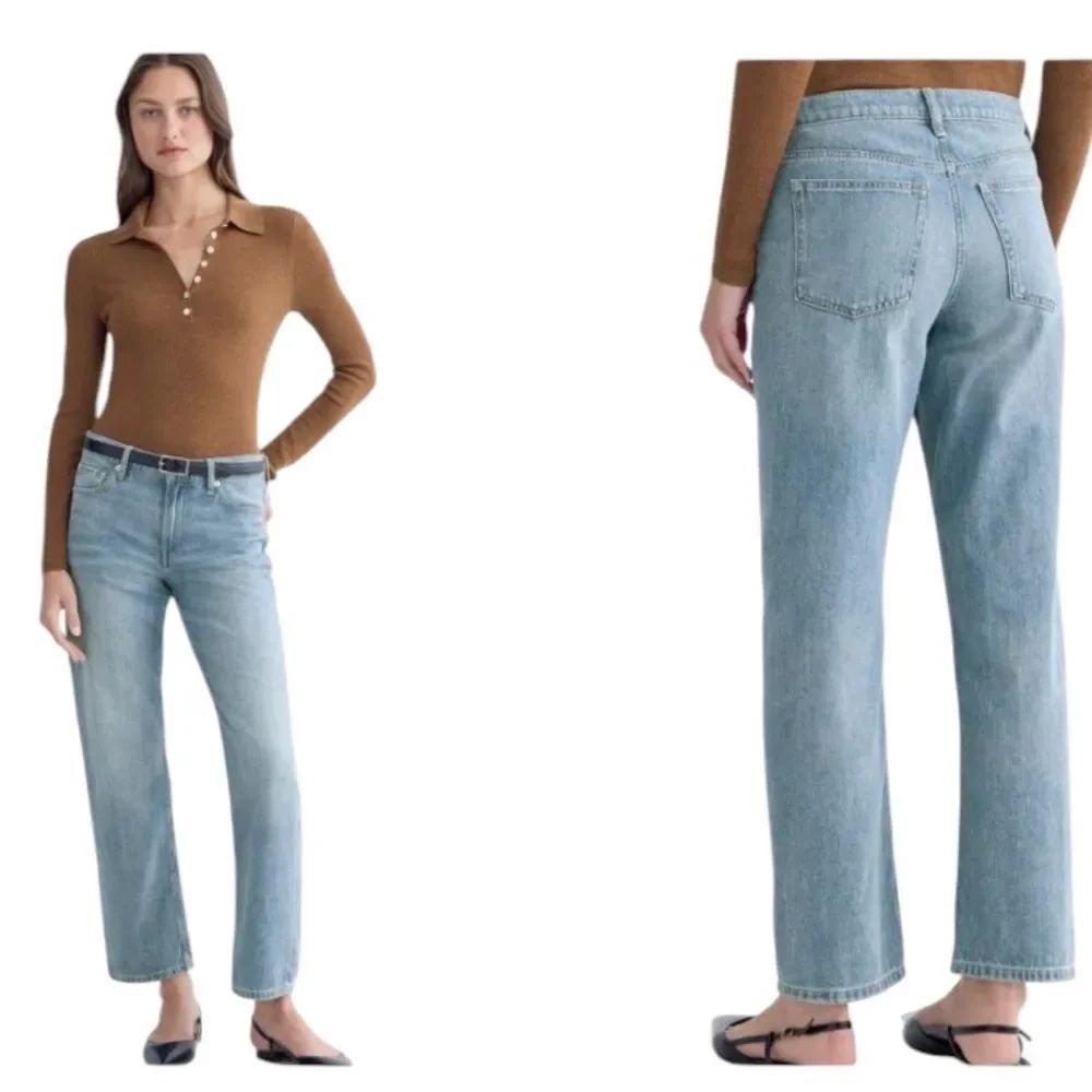 NWT Everlane The Boyfriend Jean Low Rise Straight Leg Light To Medium Blue 23R